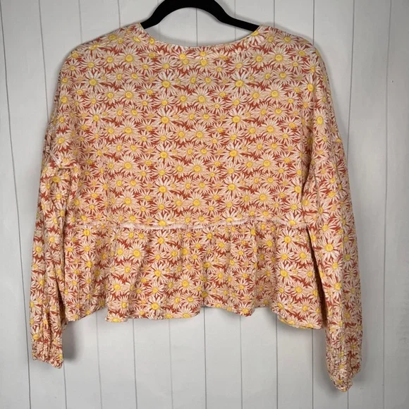Simply Southern Smocked Crop Blouse Floral Daisy Print Boho Festival Concert S - Picture 6 of 9